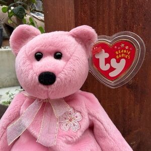 Ty Pink Beanie Baby with Floral Accent